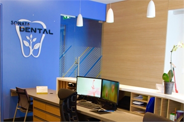 Reception center at Sonata Dental Airdrie Alberta T4B3G4