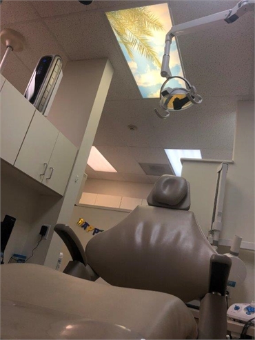 Calming picture on the ceiling above dental chair for relaxation during dental treatment at Ridgevie