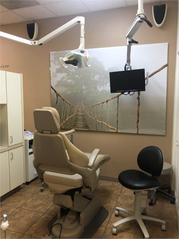 Calming picture in front of dental chair at Centennial dentist Ridgeview Dental