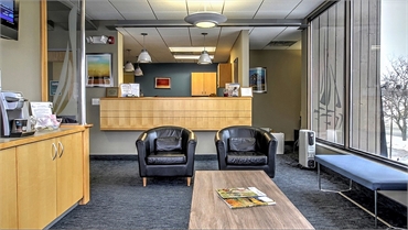 Waiting area and reception center at Shoreline Dental Care Milford