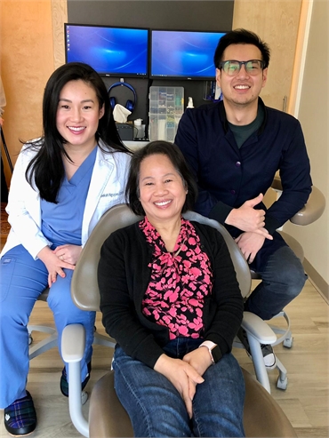 Seattle dentist Dr. Rebekah Nguyen and root canal patient at Evergreen Smile Studio