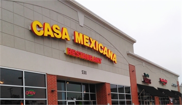 Casa Mexicana is 2 minutes drive to the south of Bryant dentist Ouellette Family Dentistry