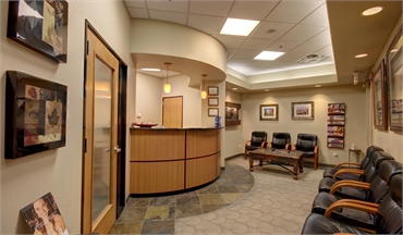Reception area and well lit waiting area at Gilbert dental crown expert Sonoran Vista Dentistry