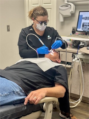 Greenville dentist Dr. James Meyer performing dental implants procedure at Meyer Cosmetic and Genera