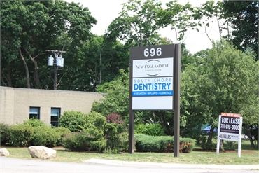 Signboard outside Weymouth dentists office South Shore Dentistry