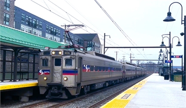 SEPTA Silverliner departing from Chonshohocken station located at 11 minutes drive to the west of Em