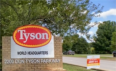 Tyson Foods Inc at 11 minutes drive to the north of Springdale dentist McQueen Dental
