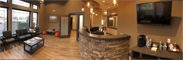 Panoramic view of the waiting and reception area at Medical Lake Family dentist Best Impression Dent