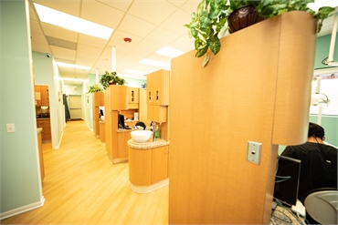 Operatories hallway at gum disease specialist Advanced Dentistry at Morton Grove