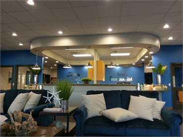 Reception and waiting area at Sealy Orthodontics