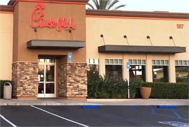 Chick-fil-A few paces away to the west of San Marcos dentist Allred Dental