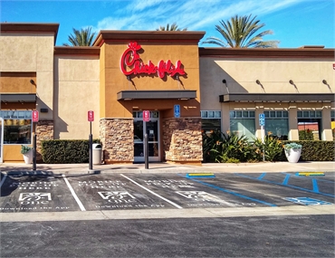 Chick-fil-A at 5 minutes drive to the east of San Marcos dentist Allred Dental