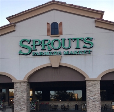 Sprouts Farmers Market at 13 minutes drive to the south of Gilbert dentist Oasis Family Dentistry