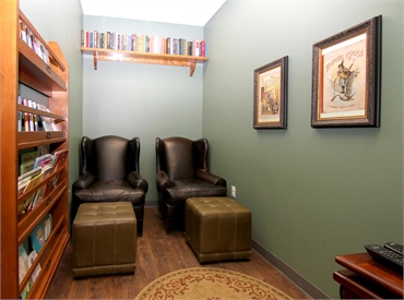 Mini library and reading lounge at Smiles of Austin