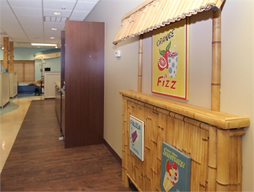 Juice bar and ice cream shop themed operatory at Austin pediatric dentists and orthodontists Smiles 