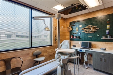 Fishing tackle room themed operatory at Dripping Springs orthodontist and pediatric dentist Smile of
