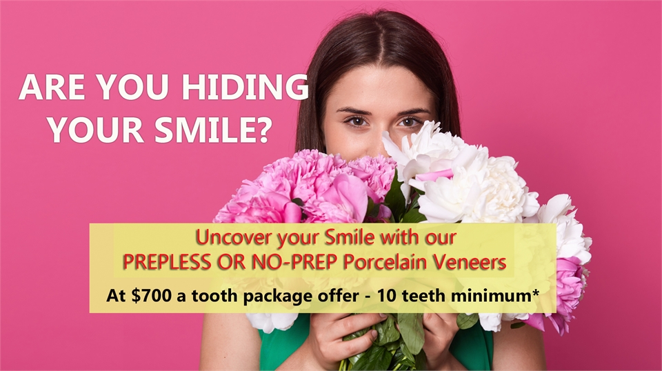 PREPLESS OR NO-PREP PORCELAIN VENEERS SPECIALS AND PACKAGES